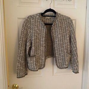 Max Studio London - GreenWhite Tweed Jacket Cardigan Blazer -Cotton -Size Medium